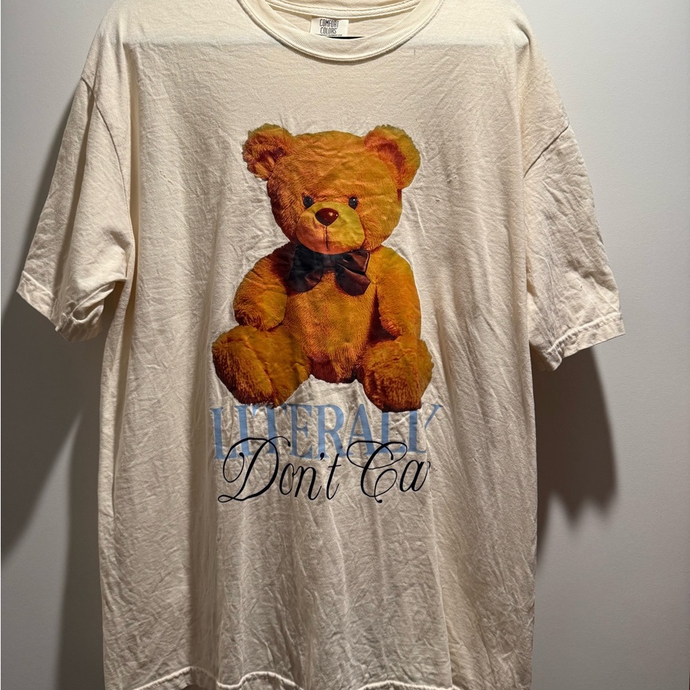 Emy Ave Cream T-Shirt with Teddy Bear Print